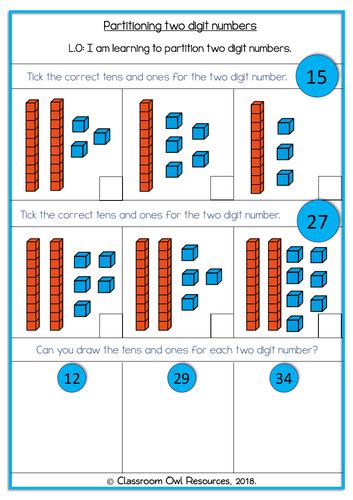 partitioning 2 digit numbers worksheet.